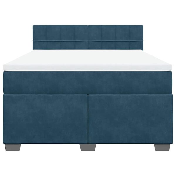 vidaXL Cama box spring con colch&oacute;n terciopelo azul oscuro 140x190 cm