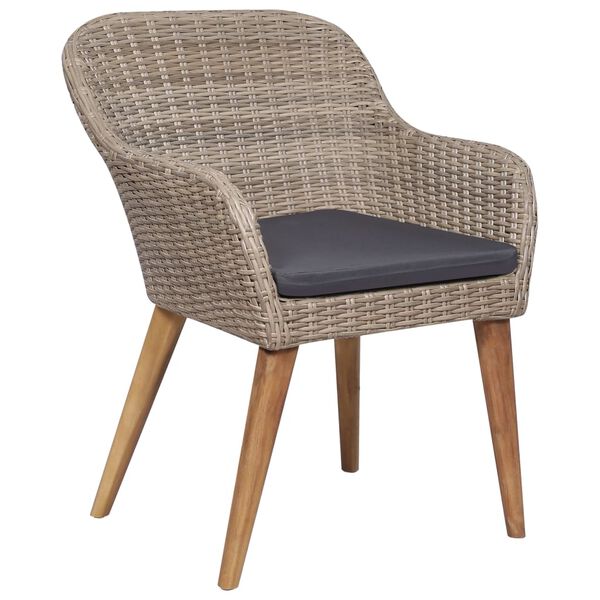 vidaXL Juego de comedor para jardín de 9 piezas marrón