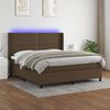 vidaXL Cama box spring colch&oacute;n luces LED tela marr&oacute;n oscuro 160x200cm