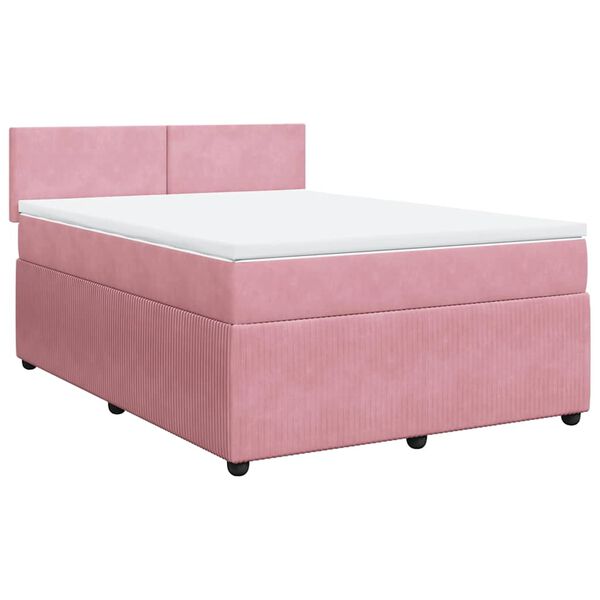 vidaXL Cama box spring con colch&oacute;n terciopelo rosa 140x190 cm