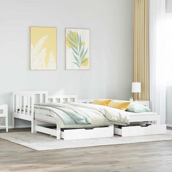 vidaXL Sofá cama nido con cajones sin colchón blanco 80x200 cm