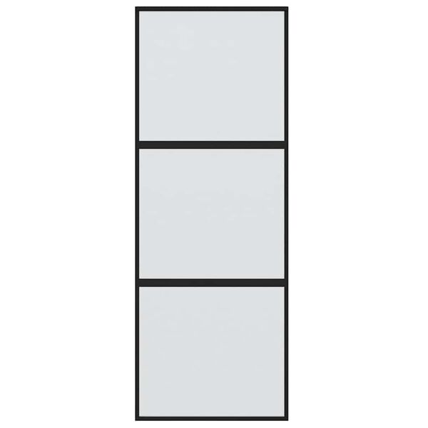 vidaXL Puerta corredera vidrio templado y aluminio negra 76x205 cm