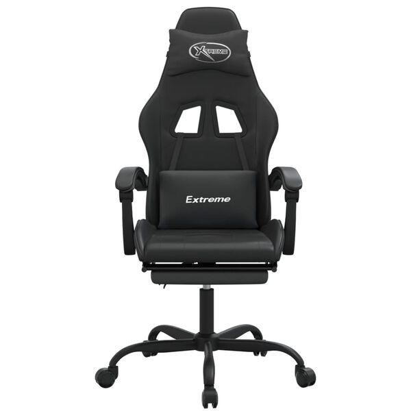 vidaXL Silla gaming con reposapi&eacute;s cuero sint&eacute;tico negro