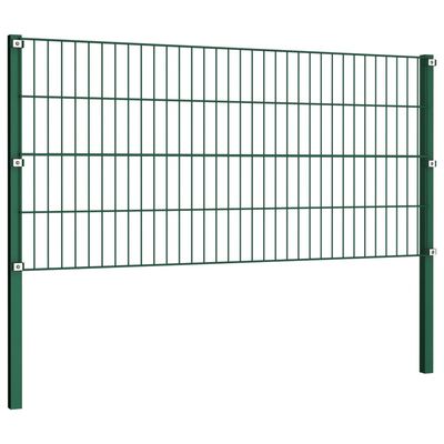 vidaXL Panel de valla con postes hierro verde 10,2x0,8 m
