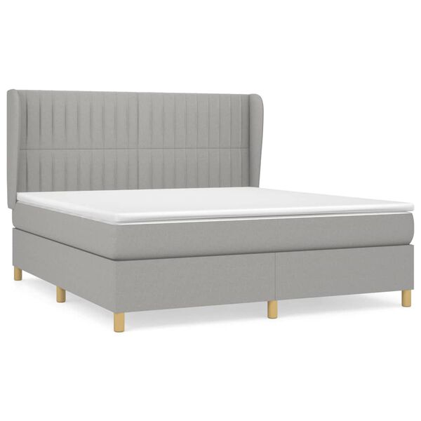 vidaXL Cama box spring con colch&oacute;n tela gris claro 160x200 cm