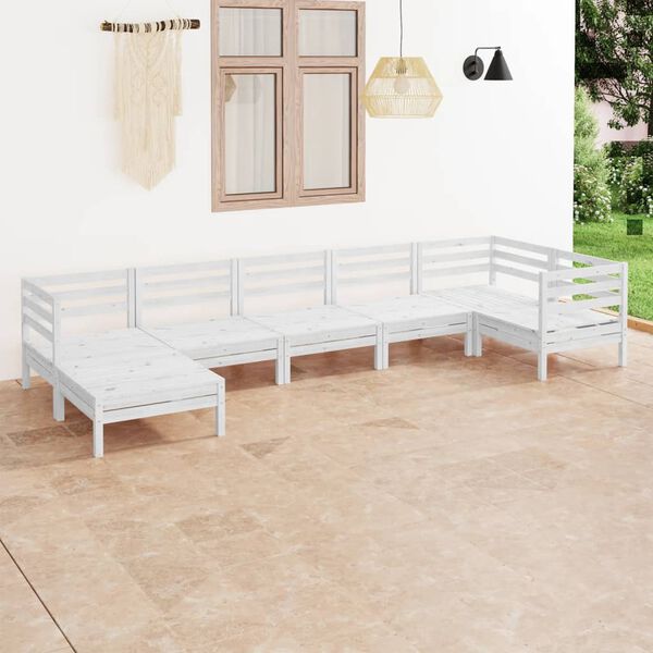 vidaXL Juego de muebles de jard&iacute;n 7 piezas madera maciza pino blanco