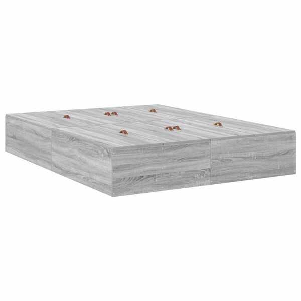 vidaXL Cama con almacenamiento Gris Sonoma 140 cm Madera contrachapada