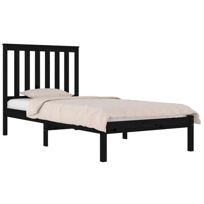 vidaXL Estructura de cama madera maciza pino negra 75x190 cm