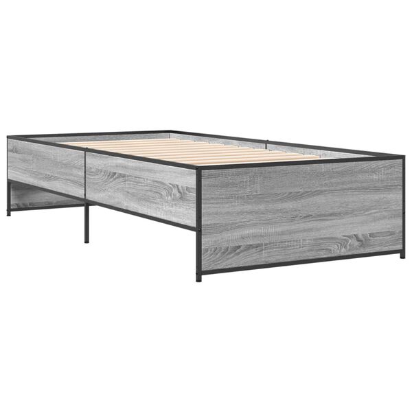 vidaXL Estructura cama madera ingenier&iacute;a metal gris Sonoma 90x190 cm