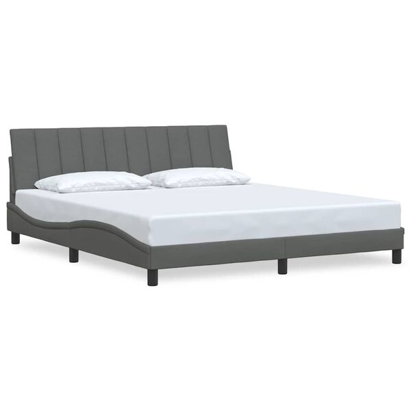 vidaXL Estructura de cama sin colch&oacute;n Hanko de tela gris oscuro 180x200 cm