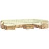 vidaXL Conjunto de sof&aacute;s de exterior 9 uds. Blanco y Crema Poli&eacute;ster
