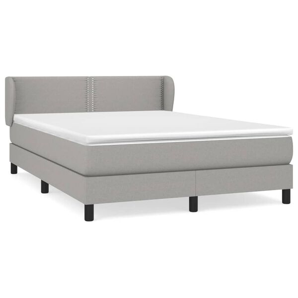 vidaXL Cama box spring con colch&oacute;n tela gris claro 140x190 cm