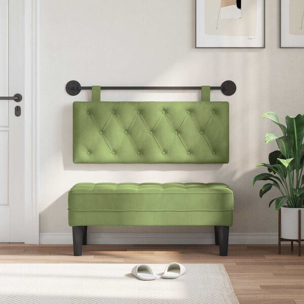 vidaXL Cabecera Colgante Verde claro 110 x 55 x 7 cm Terciopelo