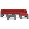 vidaXL Muebles de palets 4 pzas y cojines madera pino impregnada gris
