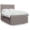 vidaXL Cama box spring con colch&oacute;n tela gris taupe 160x200 cm