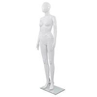 vidaXL Maniquí de mujer completo base de vidrio blanco brillante 175cm