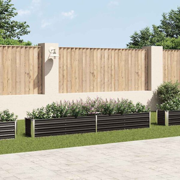 vidaXL Arriate de jardín de acero galvanizado antracita 320x40x45 cm