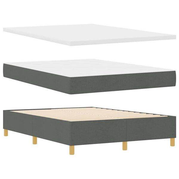 vidaXL Cama tipo Box Spring con colch&oacute;n Gris oscuro 140 x 200 cm tela