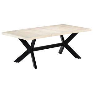 vidaXL Mesa de comedor madera maciza de mango blanco 200x100x75 cm