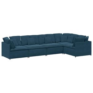 vidaXL Sof&aacute; modular con cojines de terciopelo azul