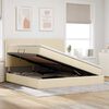 vidaXL Cama con almacenamiento y LED Crema 200 x 200 cm Poli&eacute;ster