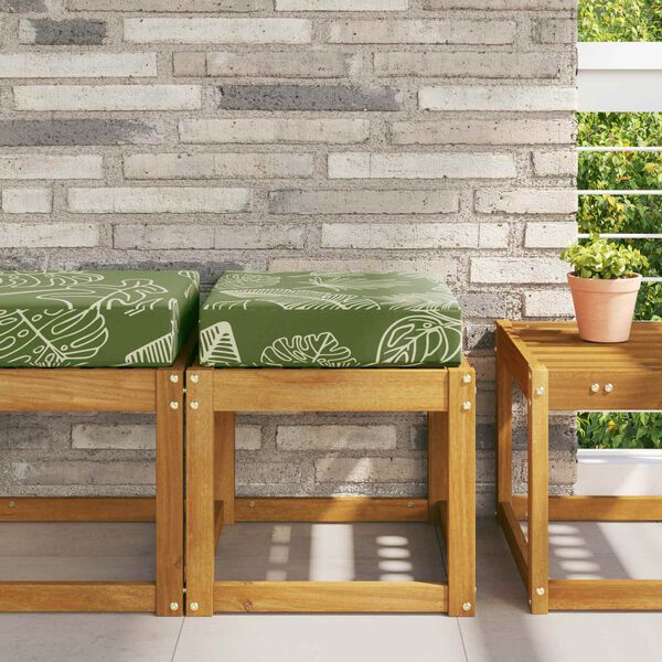 vidaXL Coj&iacute;n de asiento de exterior Hojas Verdes 40 x 40 x 8 cm