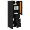 vidaXL Aparador alto con caj&oacute;n 2 pcs Roble Negro Madera de ingenier&iacute;a