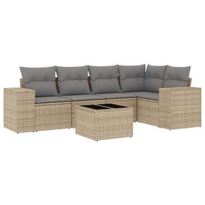 vidaXL Juego de sof&aacute;s jard&iacute;n con cojines 6 pzas rat&aacute;n sint&eacute;tico beige