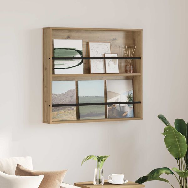 vidaXL Estante de revistas con estante Roble artesanal 80 x 12 x 70 cm