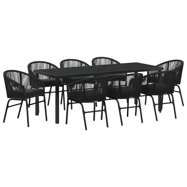 vidaXL Conjunto de Comedor de Jard&iacute;n 9 pcs Negro