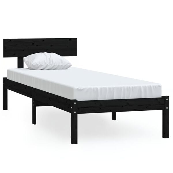 vidaXL Estructura de cama sin colch&oacute;n madera maciza negro 100x200 cm