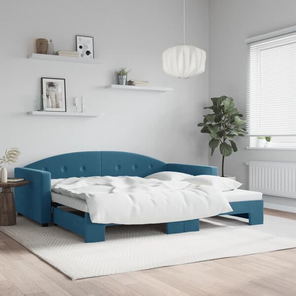 vidaXL Sof&aacute; cama nido terciopelo azul 100x200 cm