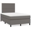 vidaXL Cama box spring con colch&oacute;n LED cuero sint&eacute;tico gris 120x190 cm