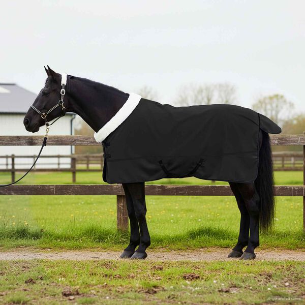 vidaXL Manta para Caballo Negro 145 cm Forro polar
