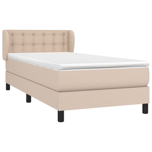 vidaXL Cama box spring con colch&oacute;n cuero sint&eacute;tico capuchino 90x200 cm