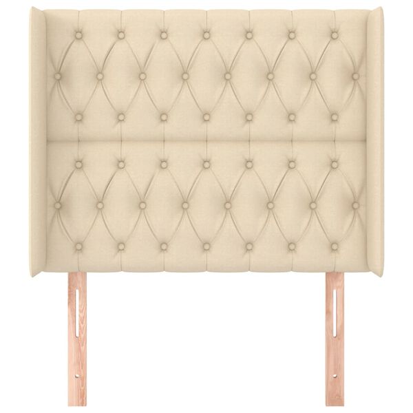 vidaXL Cabecero con orejas de tela color crema 103x16x118/128 cm