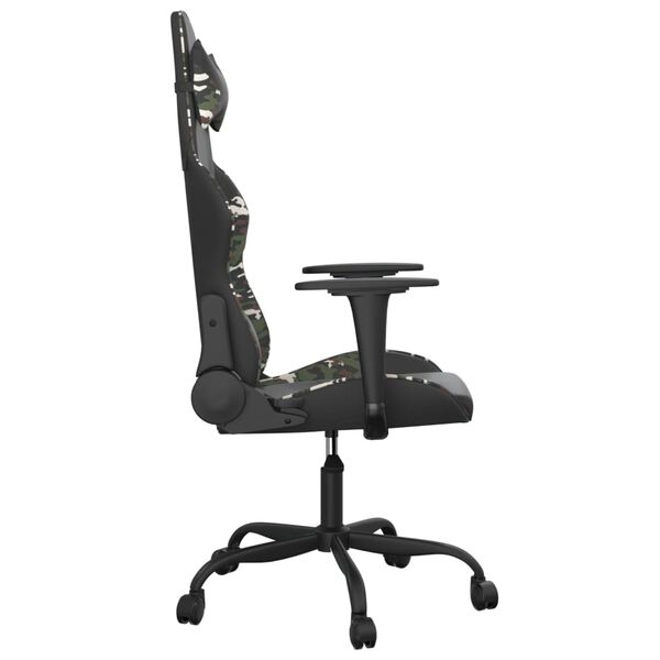 vidaXL Silla gaming de masaje cuero sint&eacute;tico negro y camuflaje