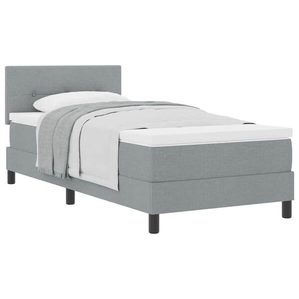 vidaXL Cama tipo Box Spring con colch&oacute;n Gris Claro 80 x 200 cm tela