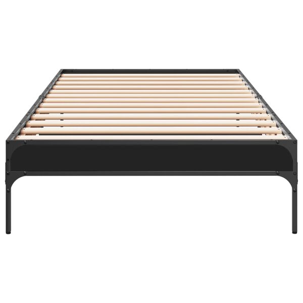 vidaXL Estructura de cama madera de ingenier&iacute;a y metal negra 90x190 cm