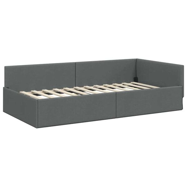 vidaXL Estructura de cama en esquina Gris oscuro 100 cm x 200 cm