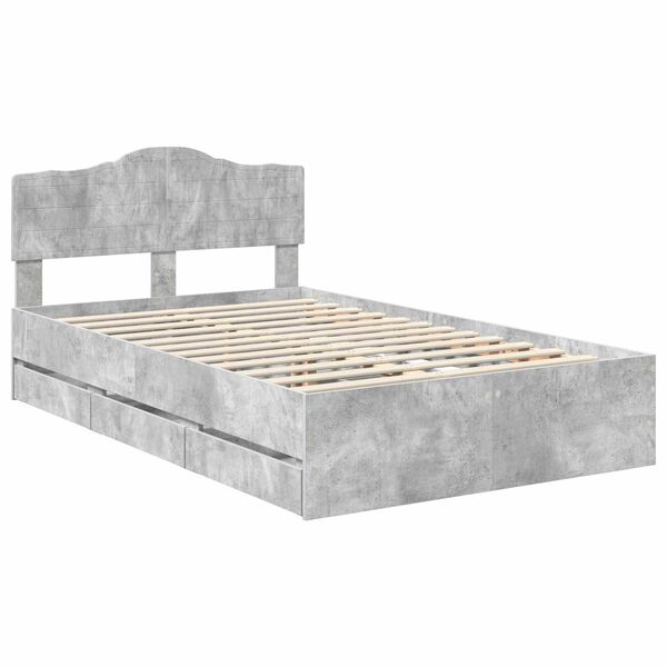 vidaXL Estructura de cama Gris Concreto 120 x 190 cm Madera Ingenieril