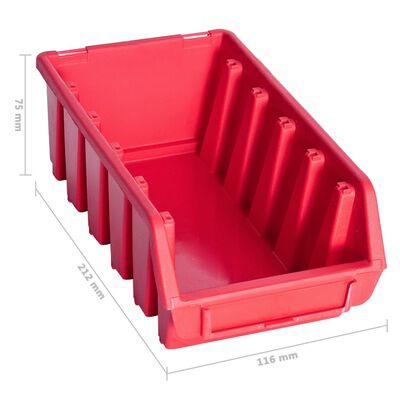 vidaXL Kit de cajas de almacenaje 34 pzas paneles de pared rojo negro