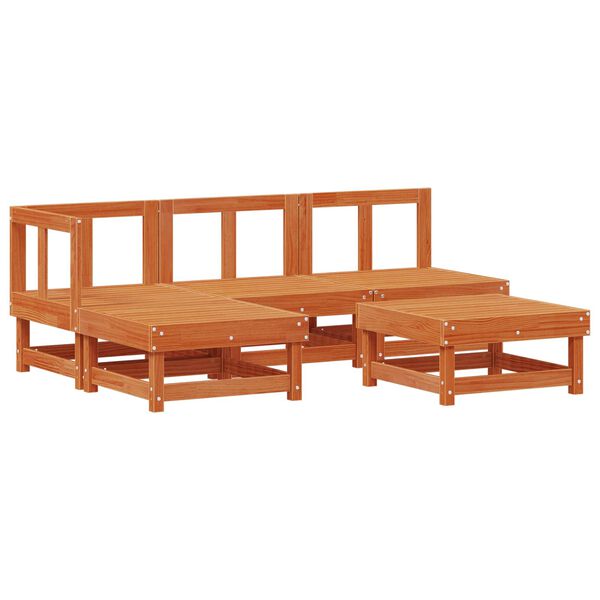 vidaXL Conjunto de Sof&aacute;s de Jard&iacute;n 13 pcs Marr&oacute;n Cera Pino macizo