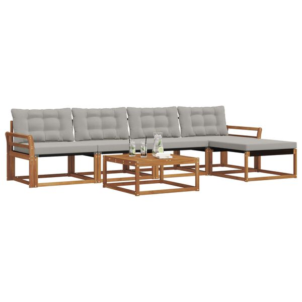 vidaXL Conjunto de sof&aacute;s de exterior 6 pcs Gris Natural y Claro