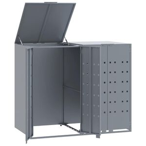 vidaXL Cobertizo de 2 contenedores de basura acero gris 138x79x117 cm