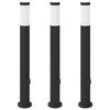 vidaXL Balizas de luz con toma de corriente, 3 unidades, 80 cm, acero inoxidable, IP44