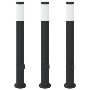 vidaXL Balizas de luz con toma de corriente, 3 unidades, 80 cm, acero inoxidable, IP44