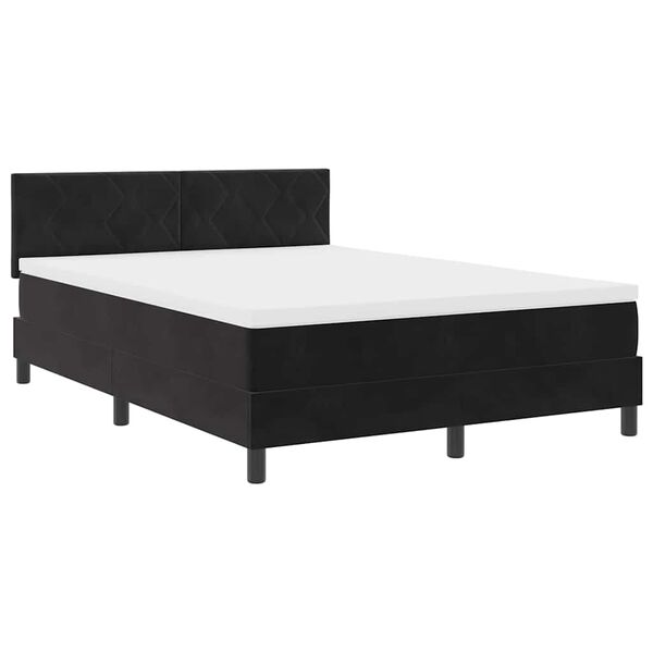 vidaXL Cama tipo Box Spring con colch&oacute;n Negro 140 x 200 cm Terciopelo
