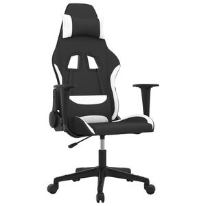 vidaXL Silla gaming tela negro y blanco