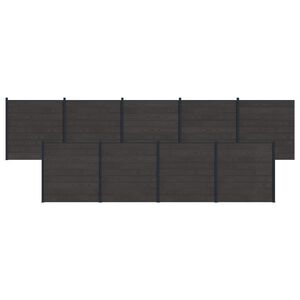 vidaXL Panel de valla 9 pcs WPC y Aluminio Negro